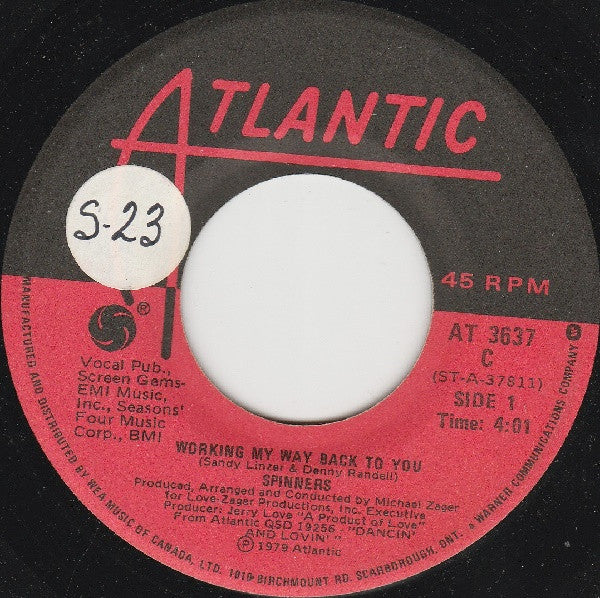 Spinners - Working My Way Back To You / Disco Ride - 1979