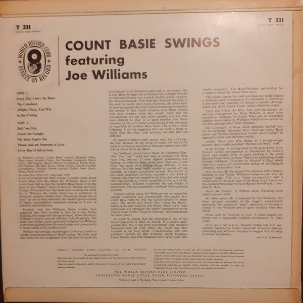 Count Basie,Joe Williams - , Count Basie Swings Featuring Joe Williams Vinyl Record