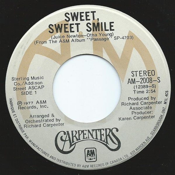 Carpenters - Sweet, Sweet Smile - 1977
