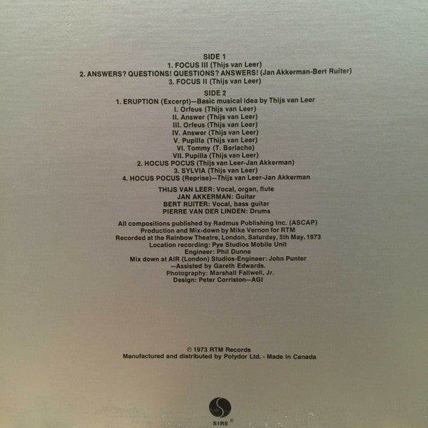 Focus - Live At The Rainbow - 1973