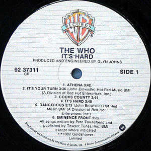 Who, The - It's Hard - 1982