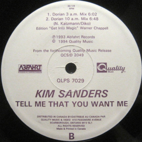 Kim Sanders - Tell Me That You Want Me