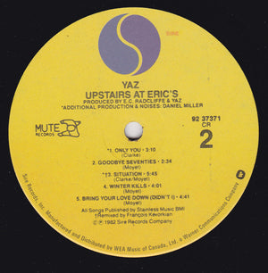 Yazoo - Upstairs At Eric's - 1982