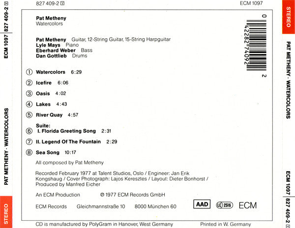 Pat Metheny - Watercolors (CD) - 1985