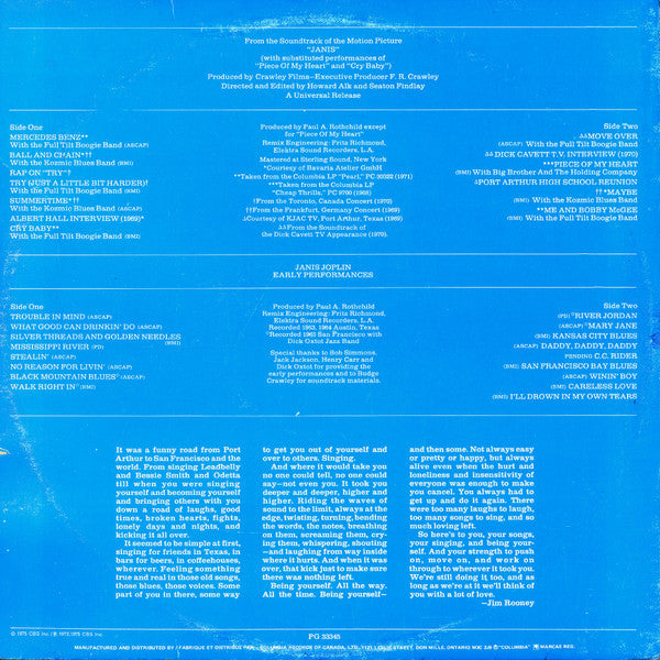 Janis Joplin - Janis - 1975