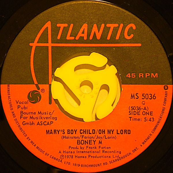 Boney M. - Mary's Boy Child / Oh My Lord - 1978