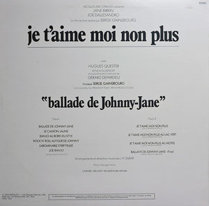 Serge Gainsbourg - Bande Originale Du Film De Serge Gainsbourg "Je T'Aime Moi Non Plus" - 1976