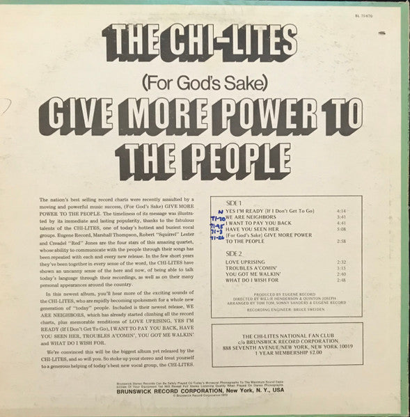 The Chi-Lites - (For God's Sake) Give More Power To The People