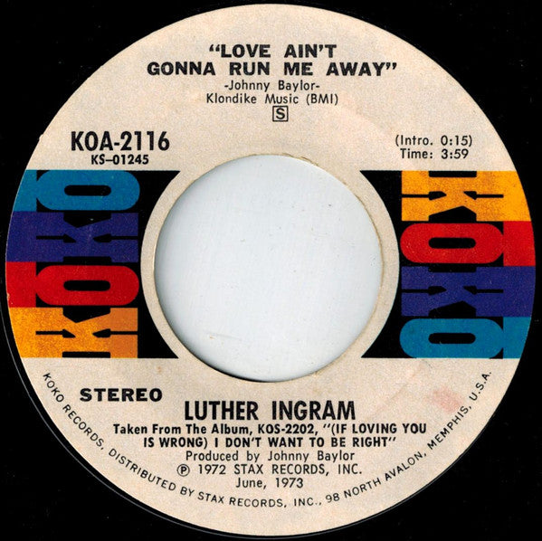 Luther Ingram - Love Ain't Gonna Run Me Away / To The Other Man - 1973
