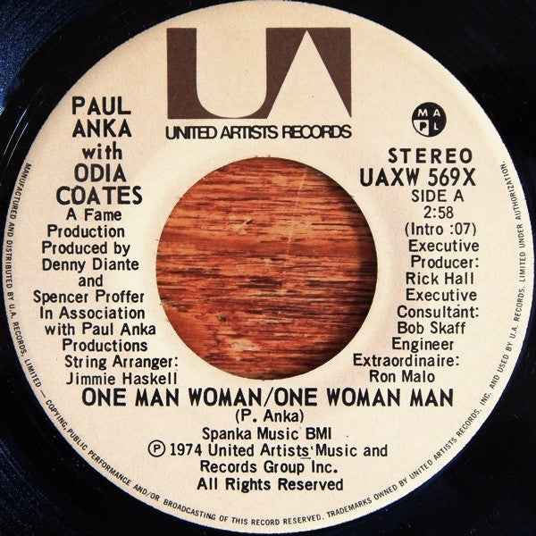 Paul Anka - One Man Woman / One Woman Man - 1974