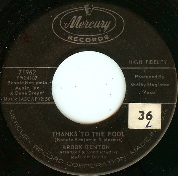 Brook Benton - Hit Record / Thanks To The Fool Vinyl Record