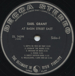 Earl Grant - Earl Grant At Basin Street East - 1962