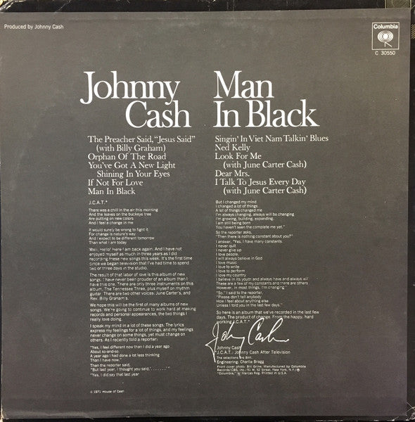 Johnny Cash - Man In Black - 1971