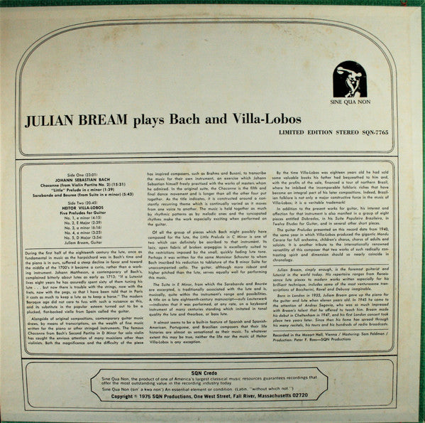 Julian Bream - Julian Bream Plays Bach And Villa-Lobos