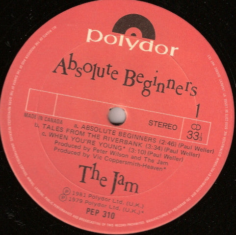 The Jam - Absolute Beginners Vinyl Record