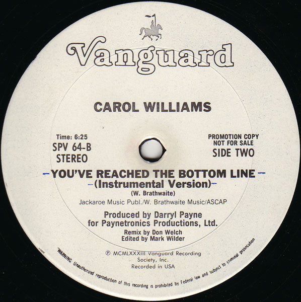 Carol Williams - You've Reached The Bottom Line - 1983