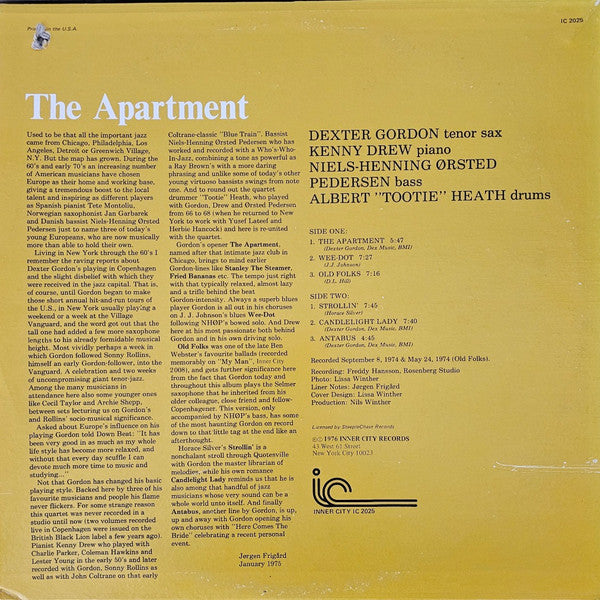 Dexter Gordon Quartet - The Apartment - 1976