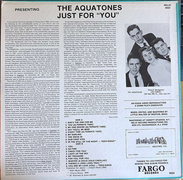 The Aquatones - The Aquatones Sing For "You"