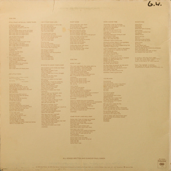 Paul Simon - Still Crazy After All These Years - 1975