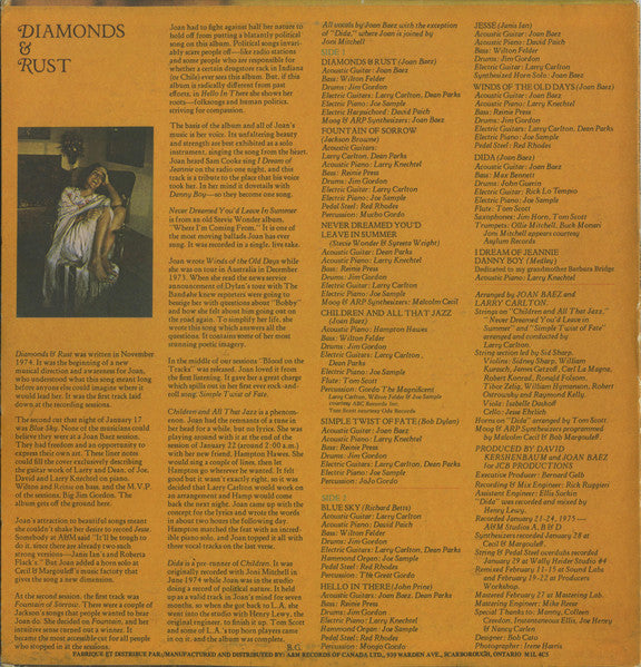 Joan Baez - Diamonds & Rust - 1975