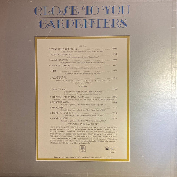 Carpenters - Close To You - 1970
