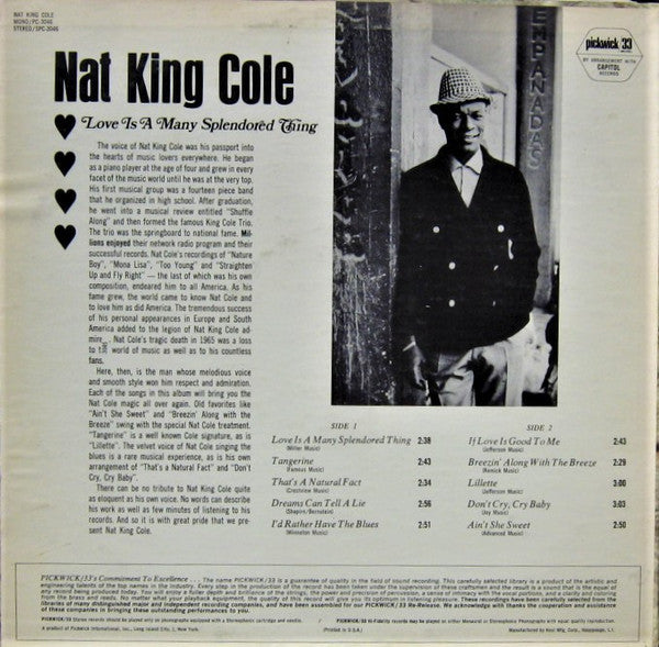 Nat King Cole - Love Is A Many Splendored Thing - 1966
