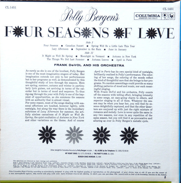 Polly Bergen - Polly Bergen's Four Seasons Of Love - 1960