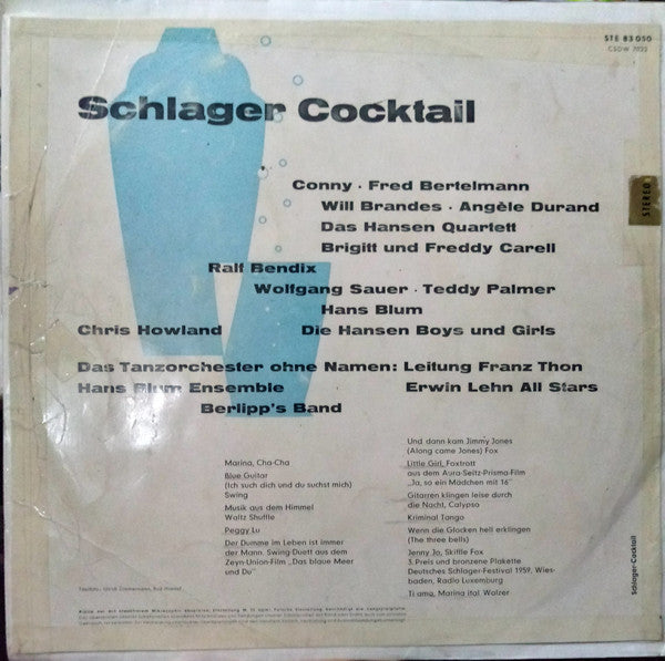 Various - Schlager Cocktail Vinyl Record