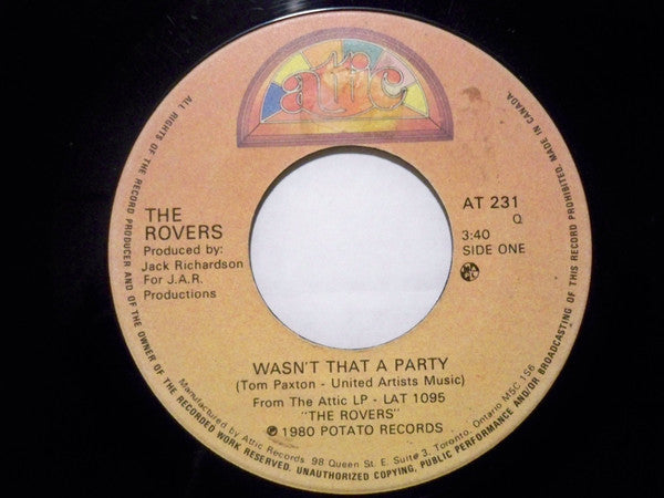 The Rovers (3) - Wasn't That A Party / Here's To The Horses