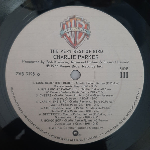 Charlie Parker - The Very Best Of Bird - 1977