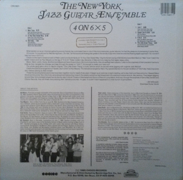 New York Jazz Guitar Ensemble, The - 4 On 6 X 5 - 1985