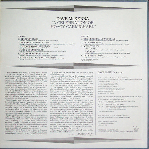 Dave McKenna - A Celebration Of Hoagy Carmichael - 1983