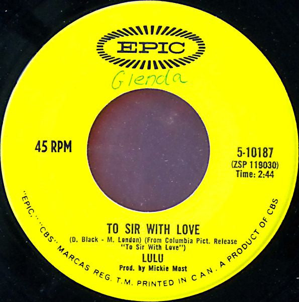 Lulu - To Sir With Love / The Boat That I Row - 1967
