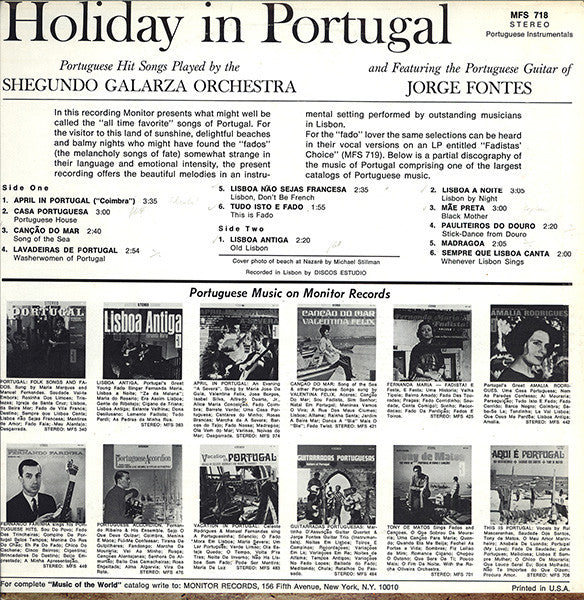 Orquestra De Shegundo Galarza Featuring Jorge Fontes - Holiday In Portugal -