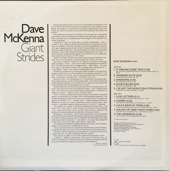 Dave McKenna - Giant Strides - 1979