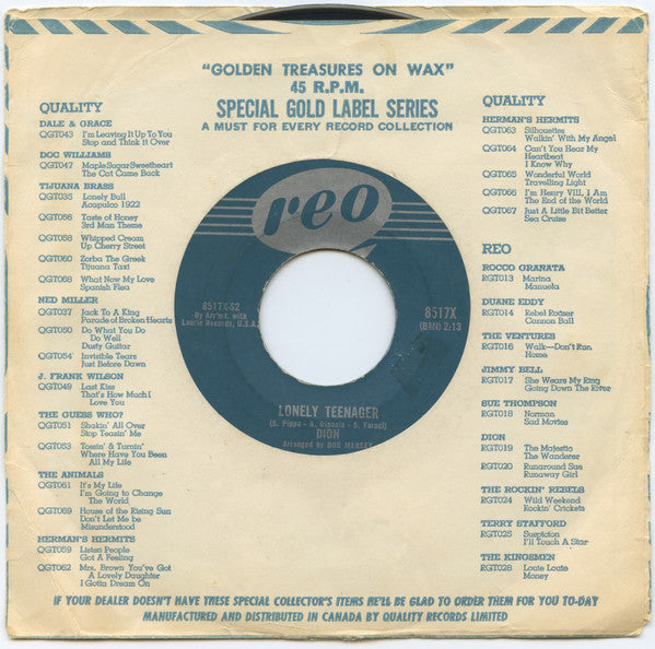 Dion (3) - Lonely Teenager / Little Miss Blue