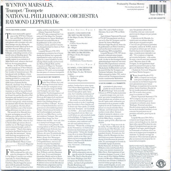Joseph Haydn • Johann Nepomuk Hummel • Leopold Mozart, Wynton Marsalis, National Philharmonic Orchestra, Raymond Leppard - Trumpet Concertos - 1983
