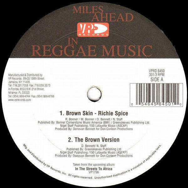 Richie Spice - Brown Skin / Open The Door - 2006
