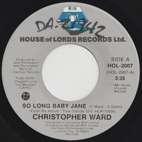 Christopher Ward - So Long Baby Jane - 1981