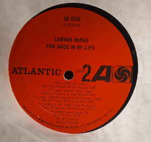Carmen McRae - For Once In My Life Vinyl Record