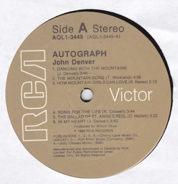 John Denver - Autograph - 1980