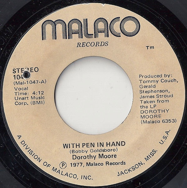 Dorothy Moore - With Pen In Hand / Too Blind To See - 1977