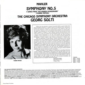 Gustav Mahler / Chicago Symphony Orchestra, Georg Solti, Yvonne Minton - Symphony No. 5 / 4 Songs From "Des Knaben Wunderhorn" - 1971