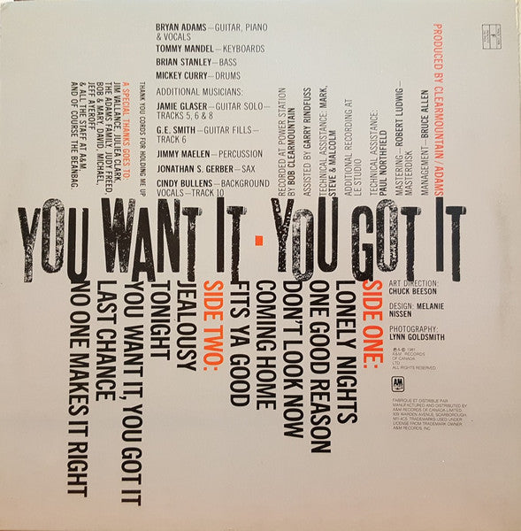 Bryan Adams - You Want It, You Got It