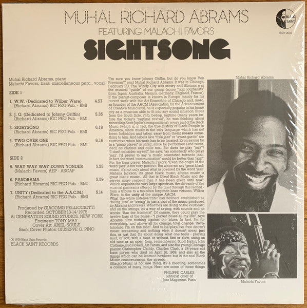 Muhal Richard Abrams Featuring Malachi Favors - Sightsong -