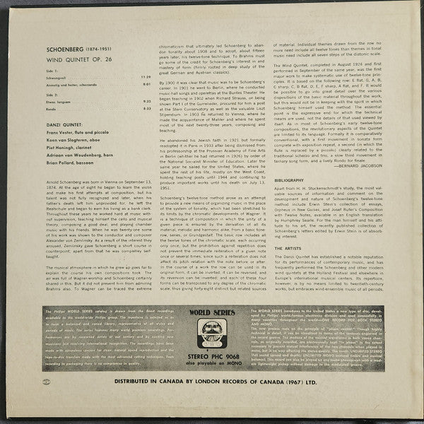 Arnold Schoenberg, Danzi Kwintet - Wind Quintet, Opus 26 - 1967