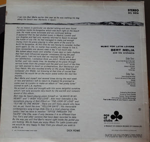 Bert Melia And His Orchestra - Music For Latin Lovers - 1969