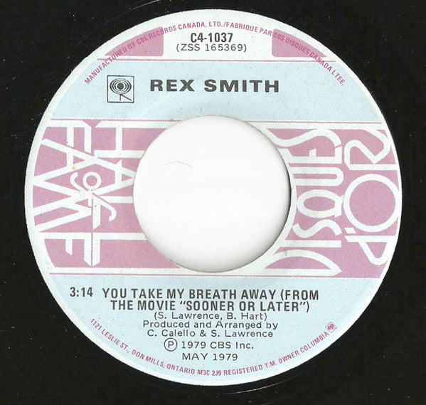 Rex Smith - Sooner Or Later / You Take My Breath Away