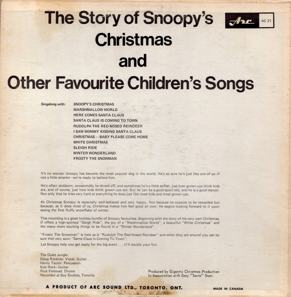 Quiet Jungle, The - The Story Of Snoopy’s Christmas And Other Favourite Children’s Songs - 1968