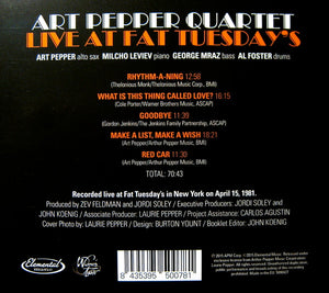 Art Pepper Quartet - Live At Fat Tuesday's (CD) - 2015